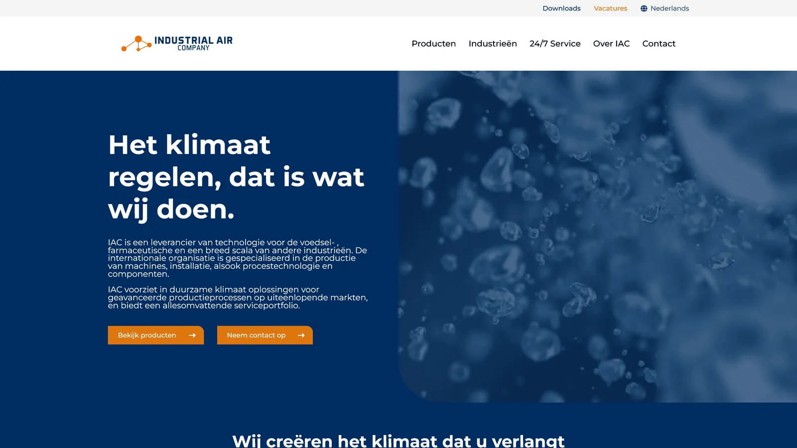Industrial Air Company screenshot van de home pagina.