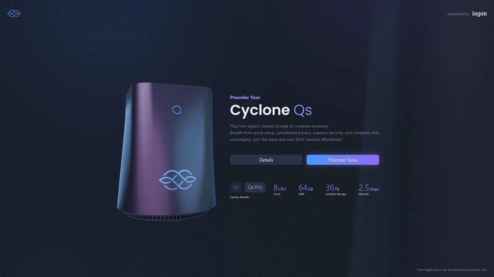 Iagon Cyclone, ADA cardano webshop voorbeeld example.