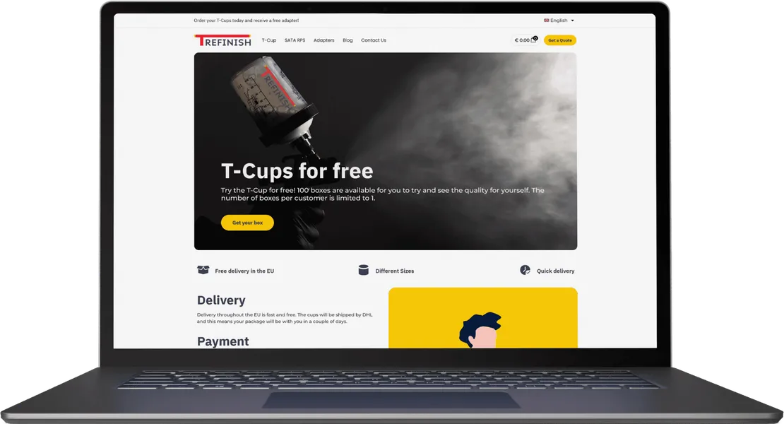 Laptop voorbeeld van de T-Refinish website.